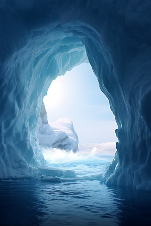 冰洞山洞极地摄影图
