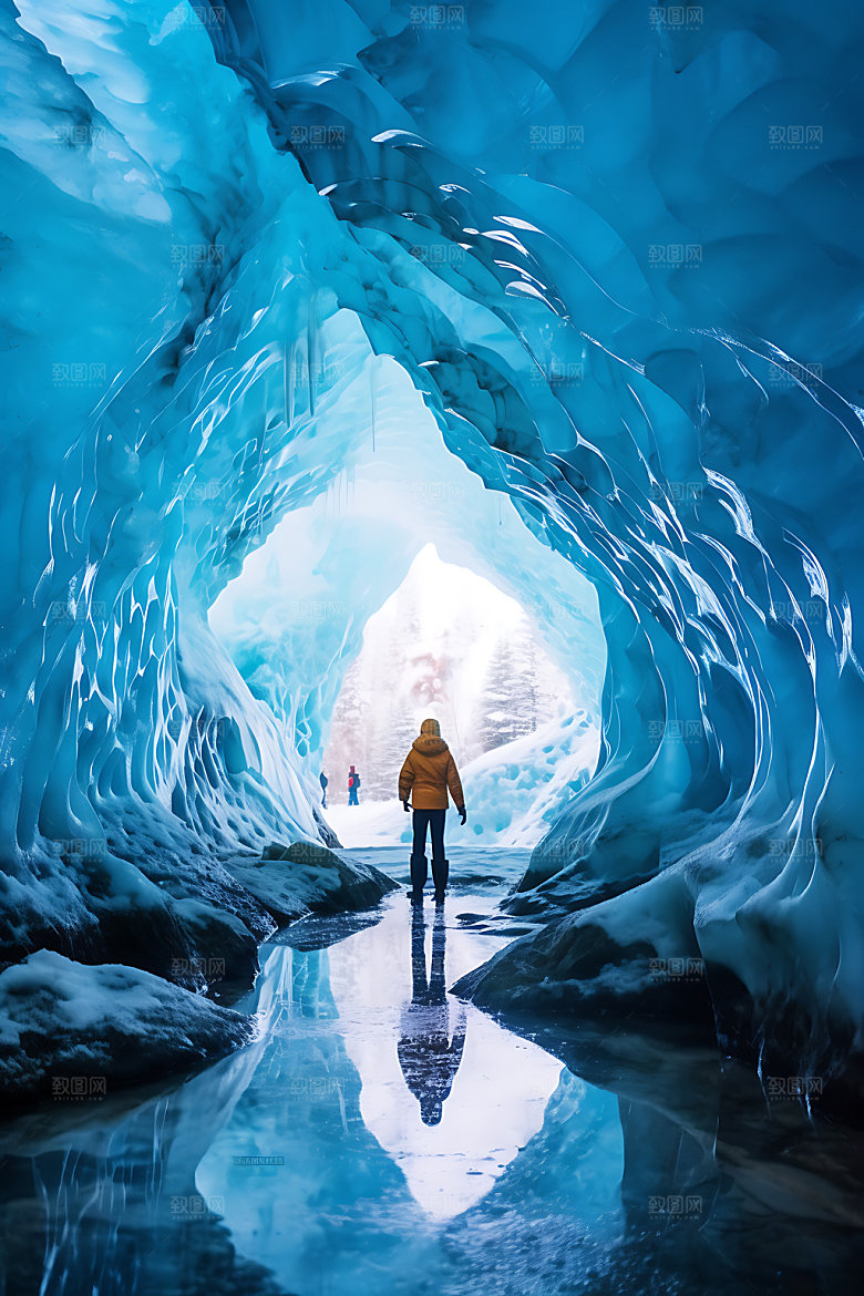 冰洞冰雪极地摄影图