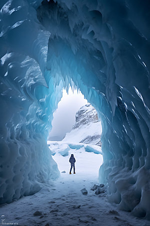 冰洞极地风光摄影图