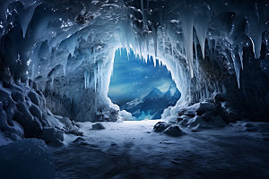 冰洞山洞冰雪摄影图