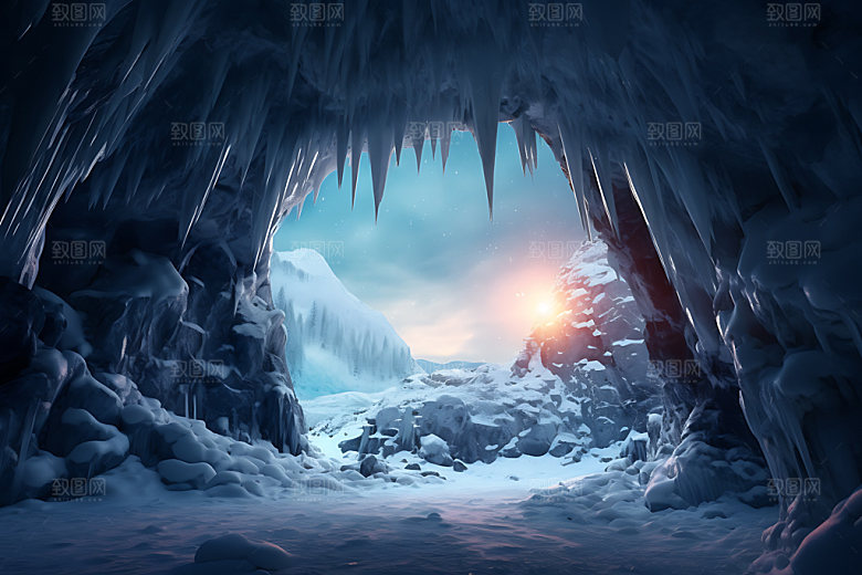 冰洞自然冰雪摄影图