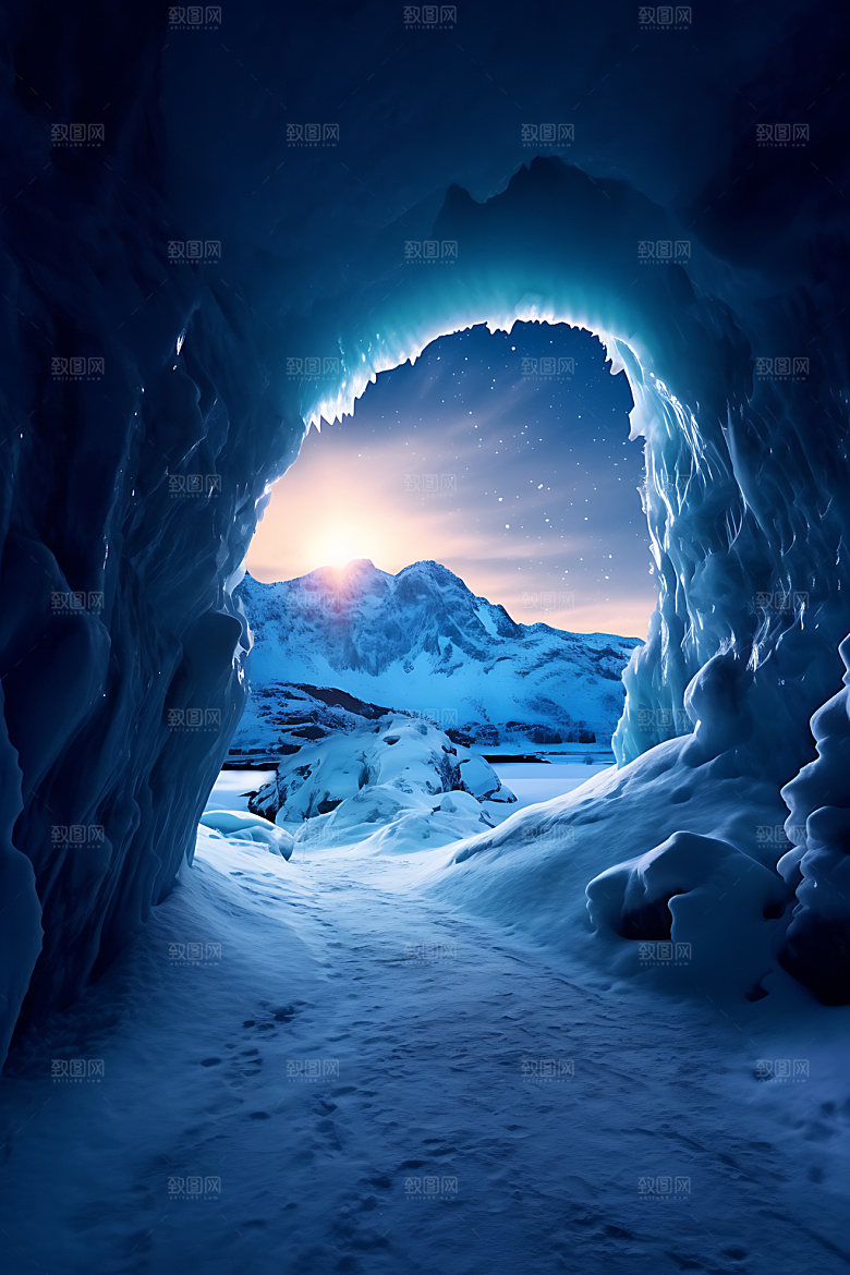 冰洞洞穴冰雪摄影图