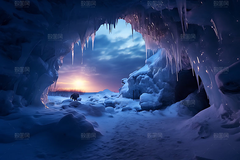 冰洞冰雪极地摄影图