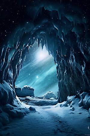 冰洞冰雪洞穴摄影图