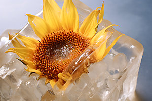 冰冻鲜花标本唯美摄影图