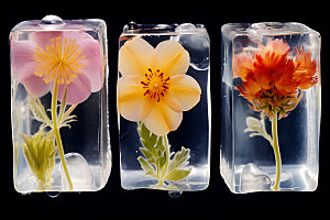 冰冻鲜花浪漫创意摄影图