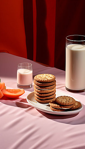 饼干点心早餐牛奶饼干摄影图