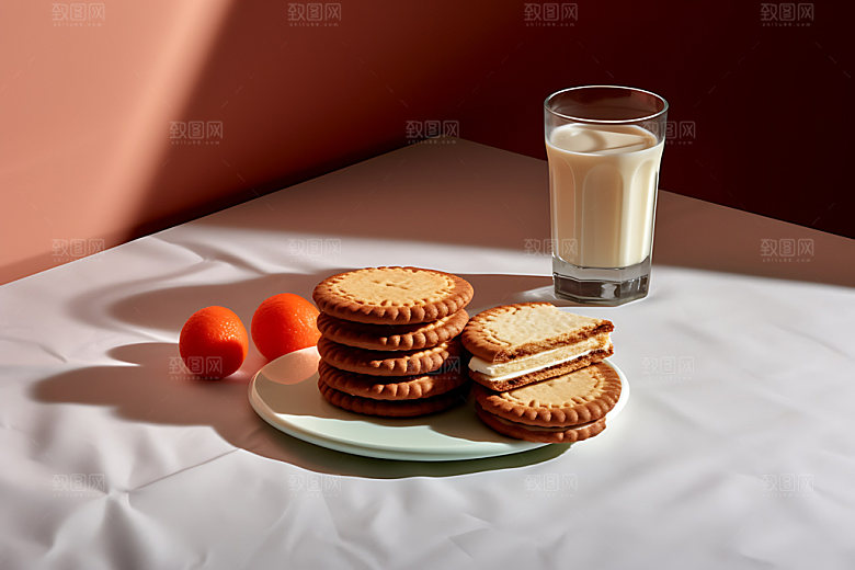 饼干点心牛奶饼干高清摄影图
