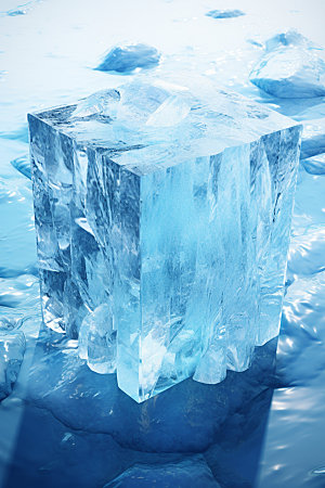 冰块自然清凉摄影图