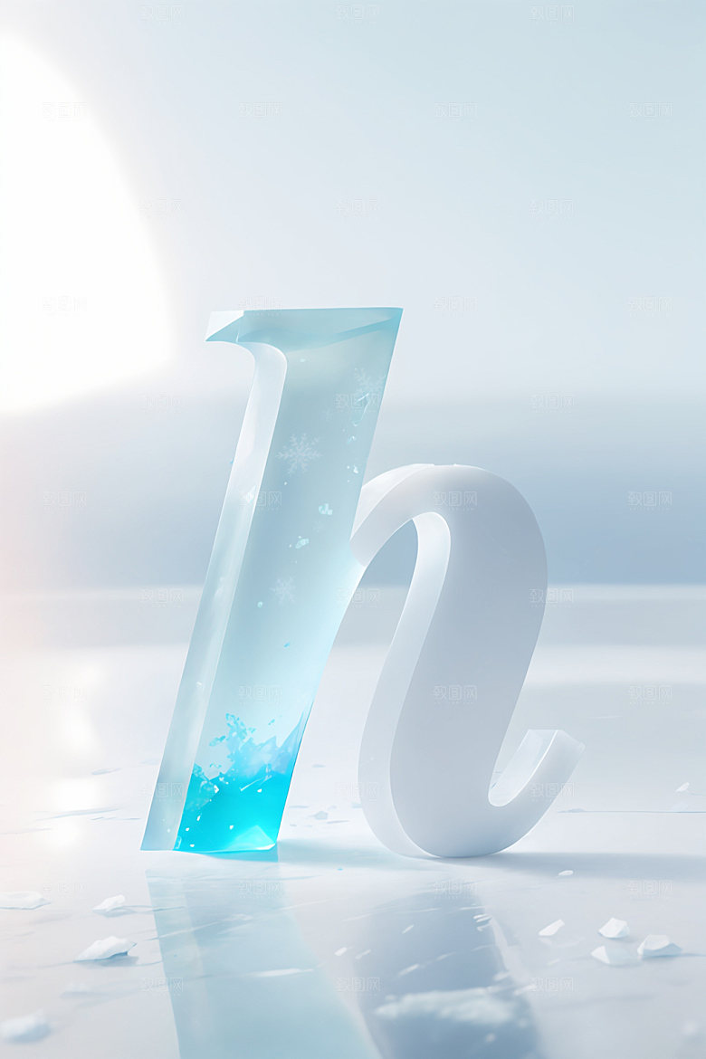 冰块字母英文3D艺术字
