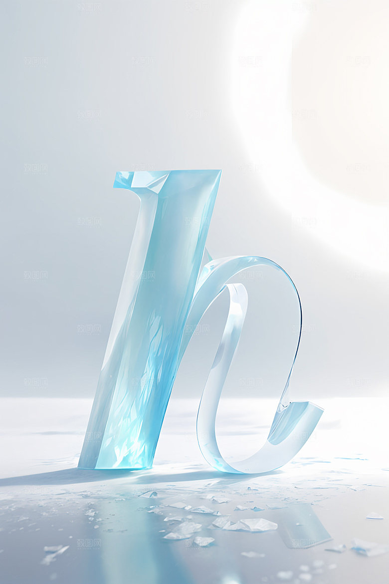 冰块字母3D透明艺术字