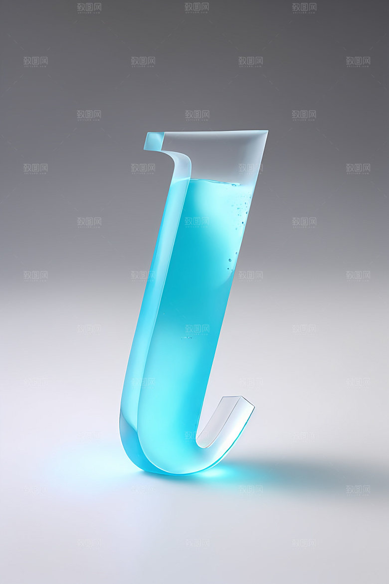 冰块字母晶莹剔透清爽艺术字