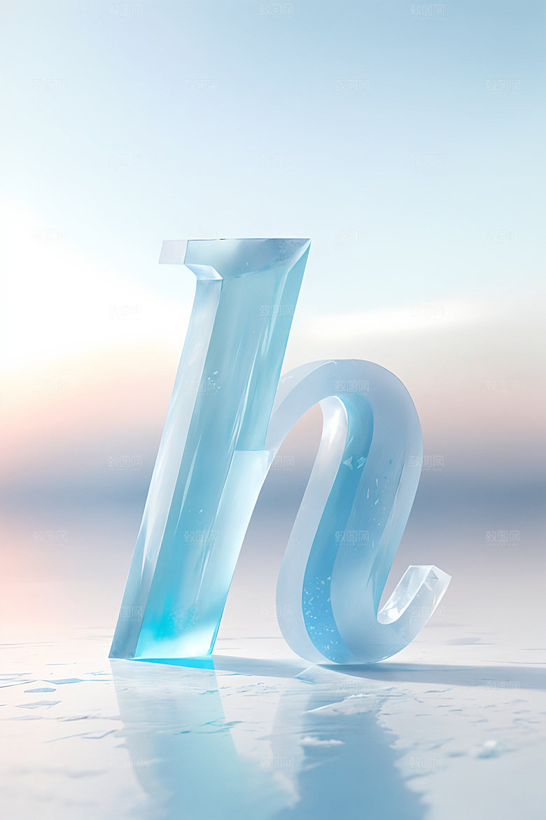 冰块字母创意质感艺术字