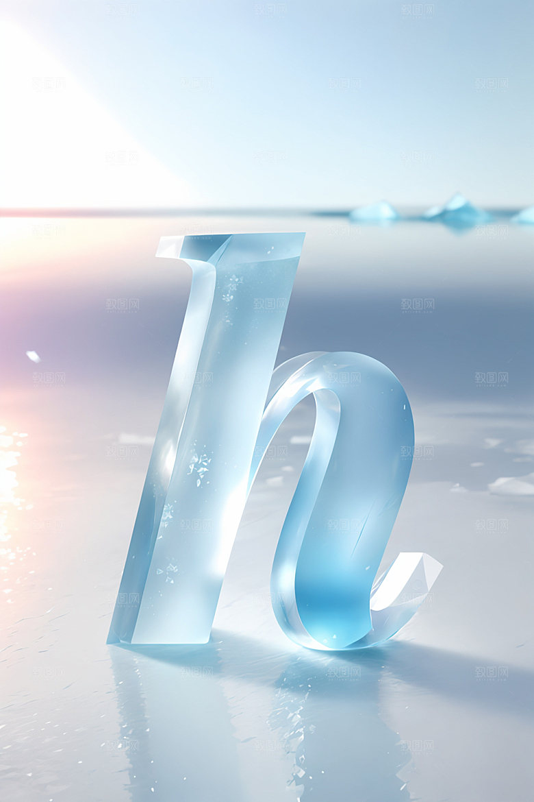 冰块字母玻璃3D艺术字