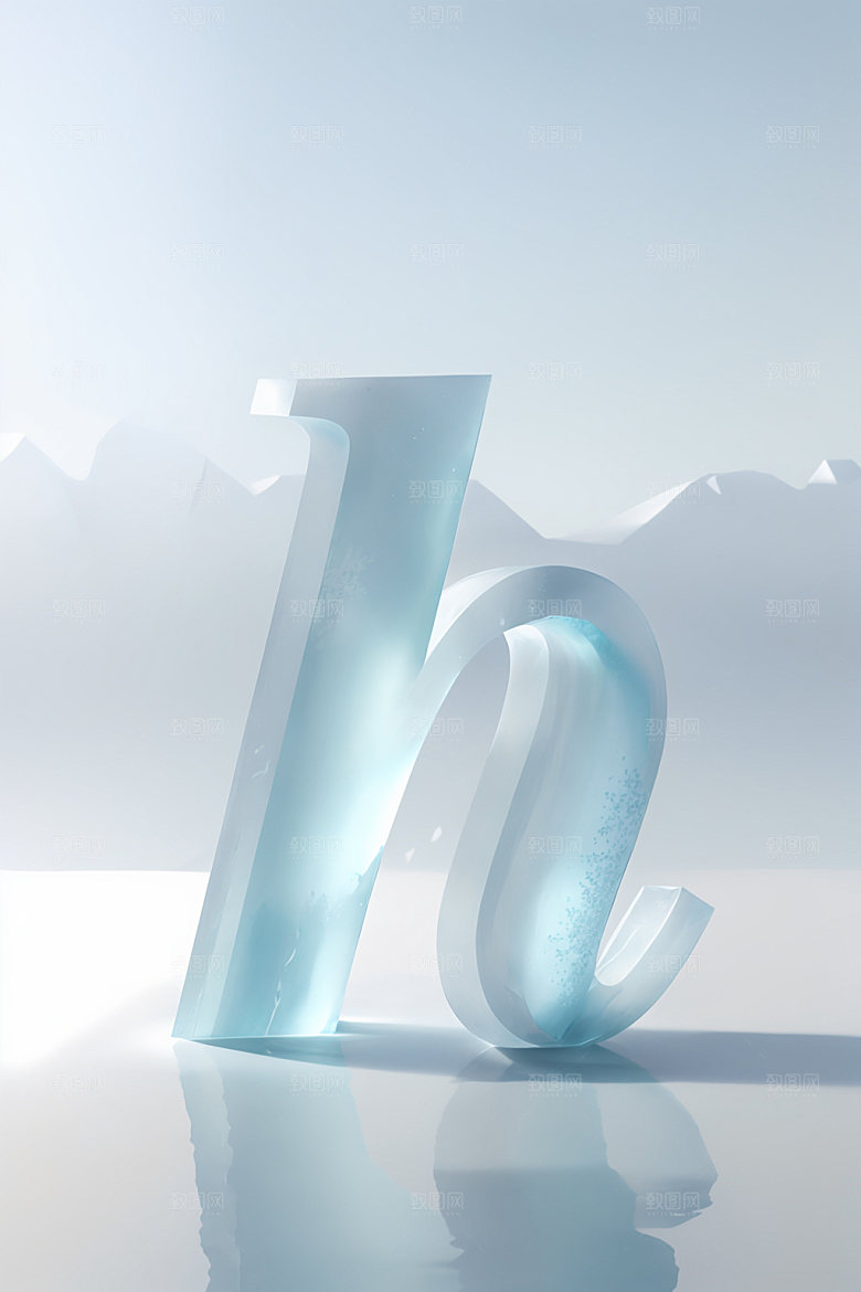 冰块字母通透3D艺术字