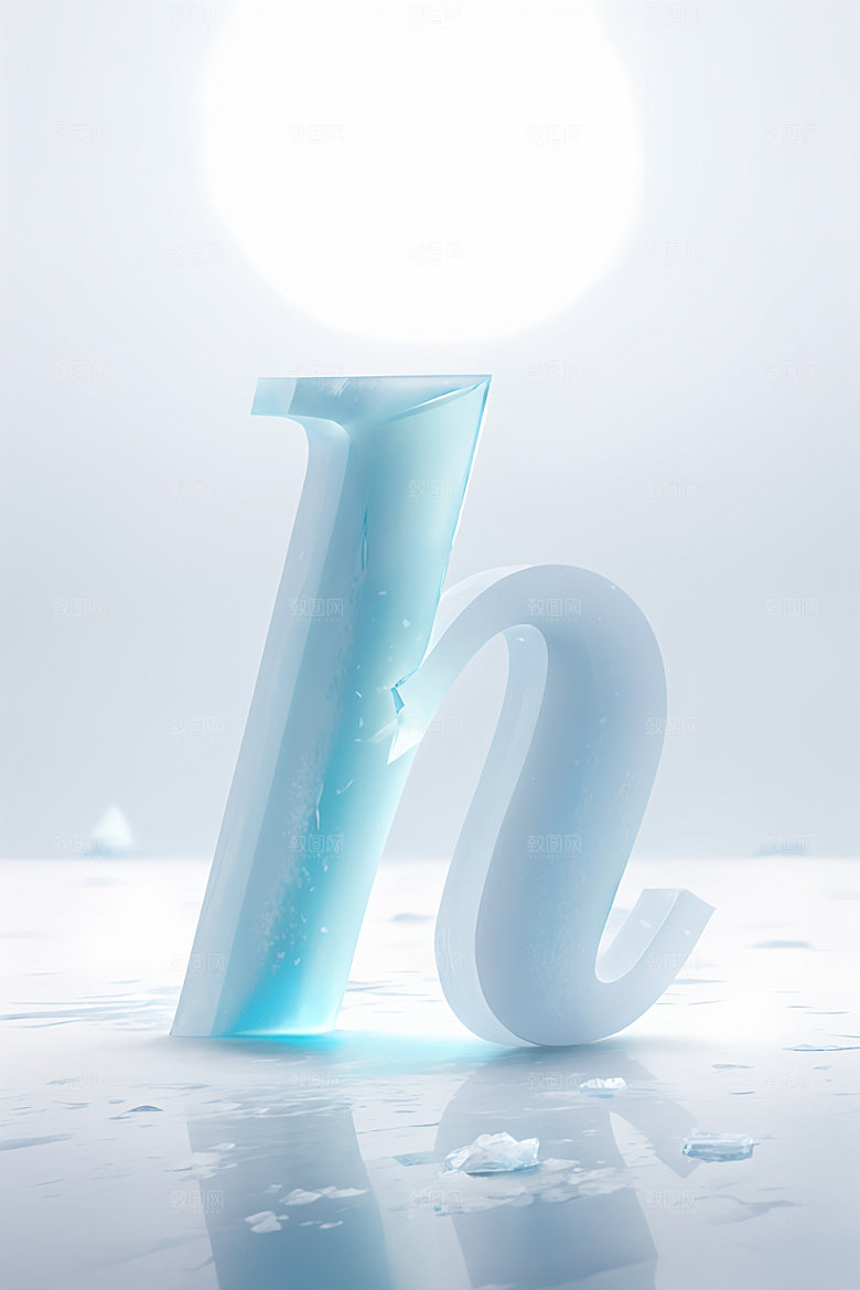 冰块字母清爽3D艺术字