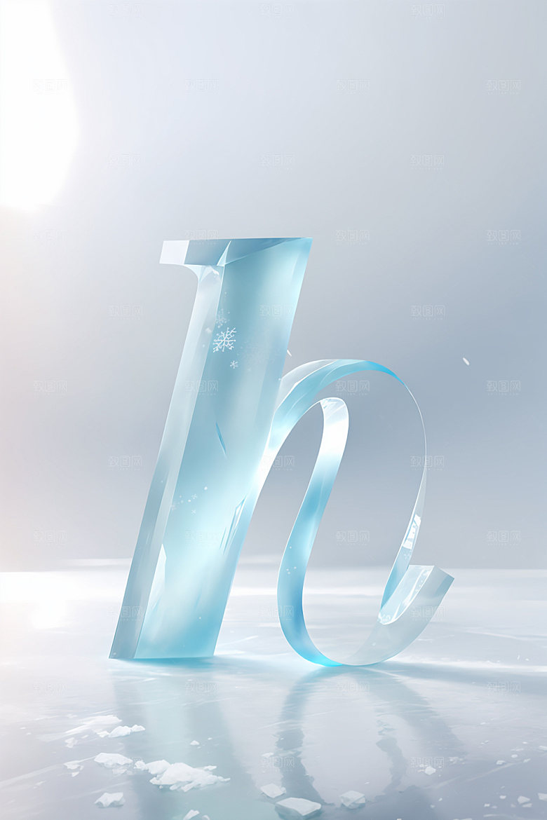 冰块字母清爽通透艺术字