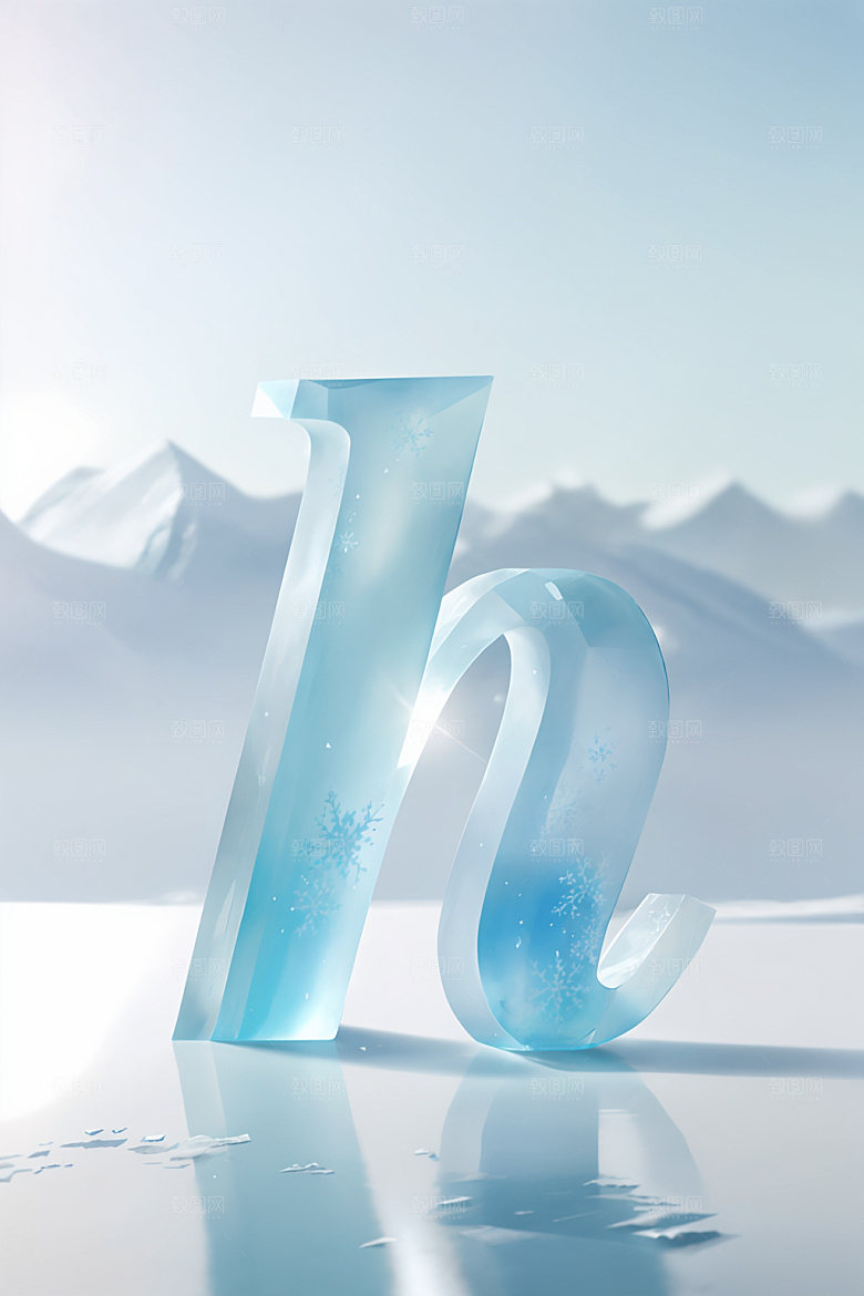 冰块字母清爽3D艺术字