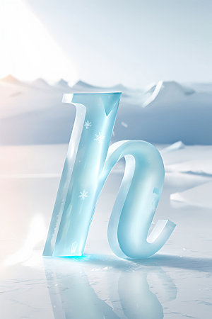 冰块字母3D透明艺术字