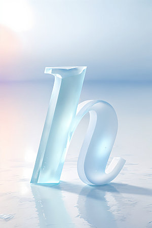 冰块字母3D晶莹剔透艺术字