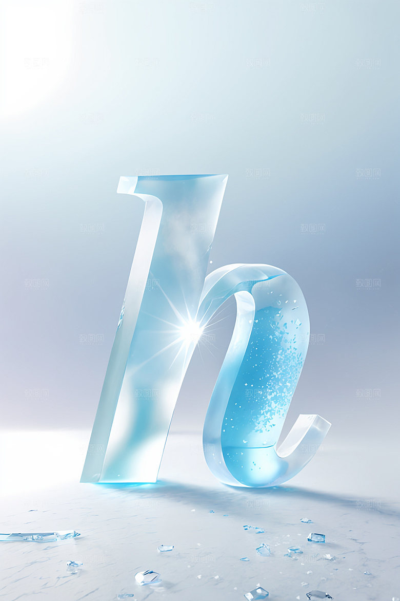 冰块字母玻璃英文艺术字