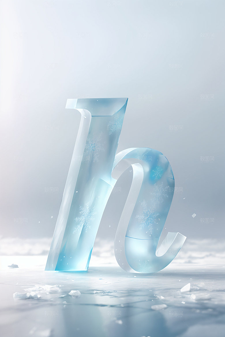 冰块字母清爽透明艺术字