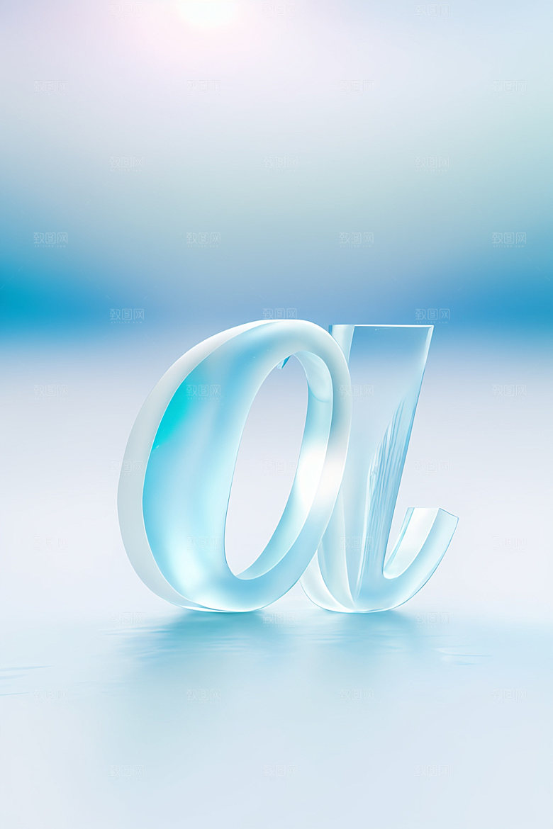 冰块字母3D透明艺术字