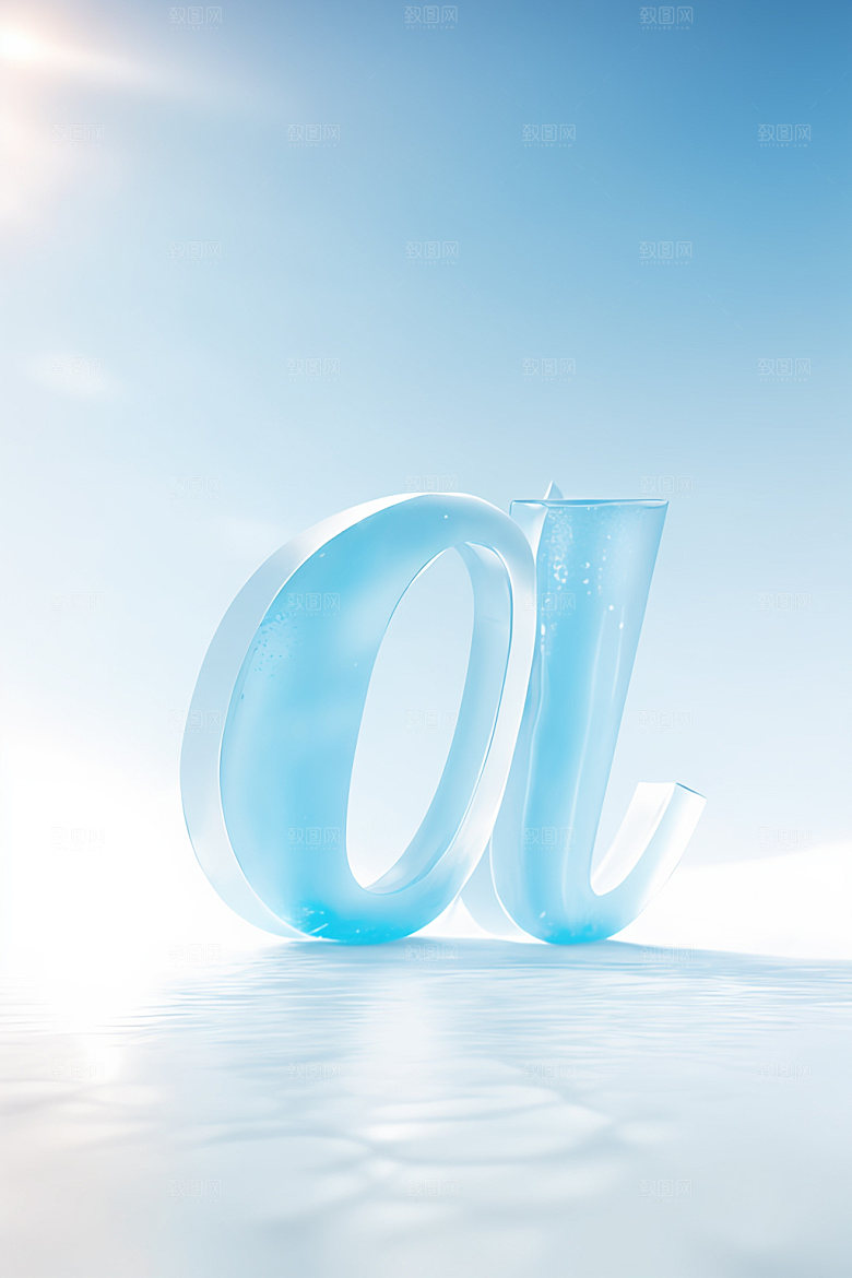 冰块字母3D质感艺术字
