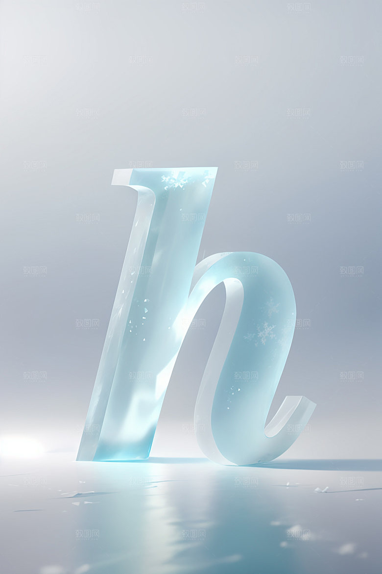冰块字母质感英文艺术字