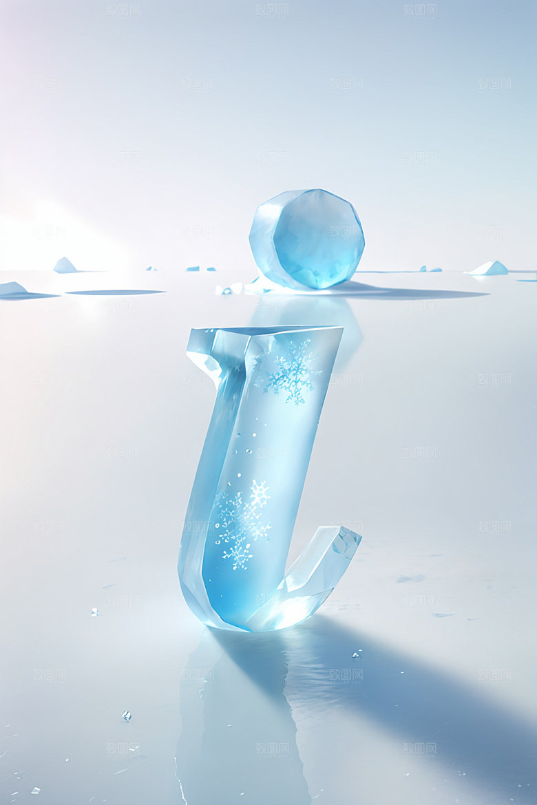 冰块字母透明英文艺术字