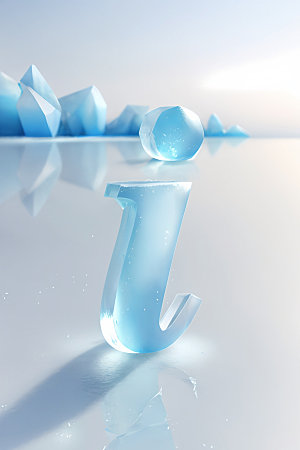 冰块字母清爽玻璃艺术字