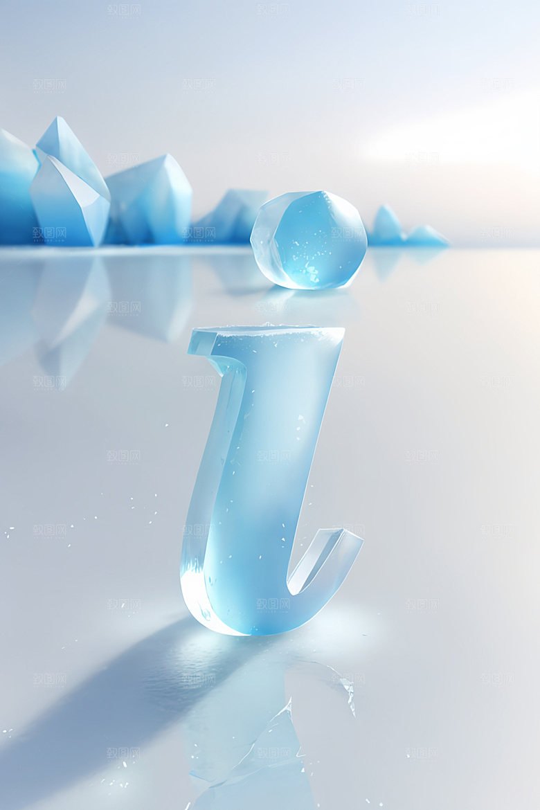 冰块字母清爽玻璃艺术字