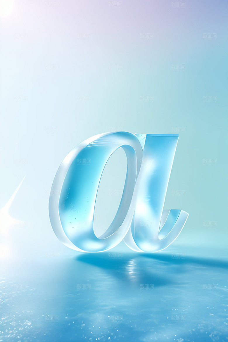 冰块字母3D透明艺术字