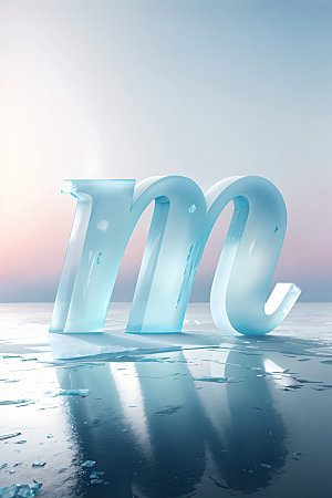 冰块字母3D晶莹剔透艺术字