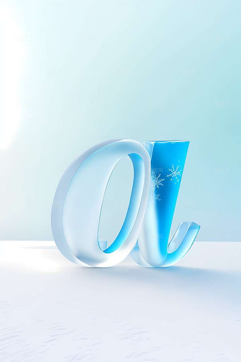 冰块字母清爽3D艺术字