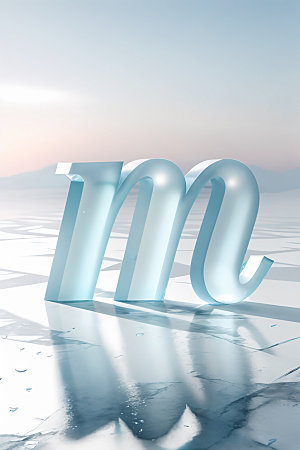 冰块字母透明3D艺术字
