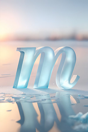 冰块字母质感玻璃艺术字