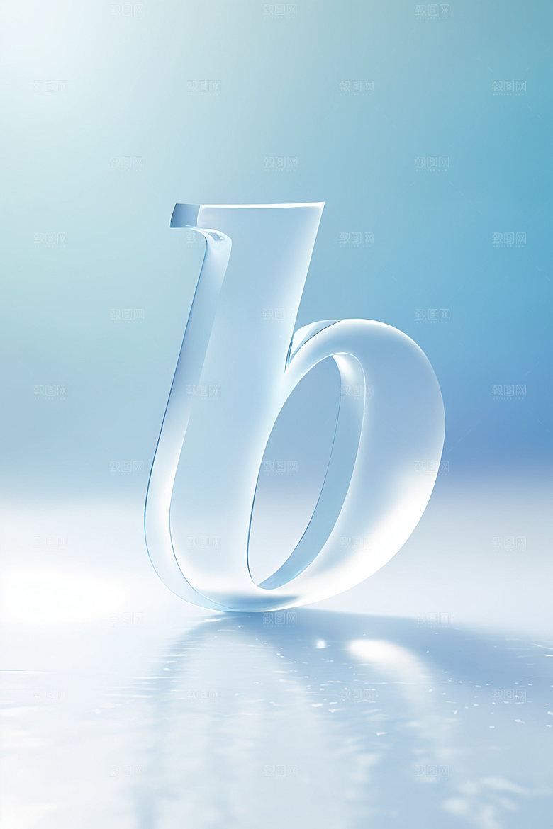 冰块字母通透质感艺术字