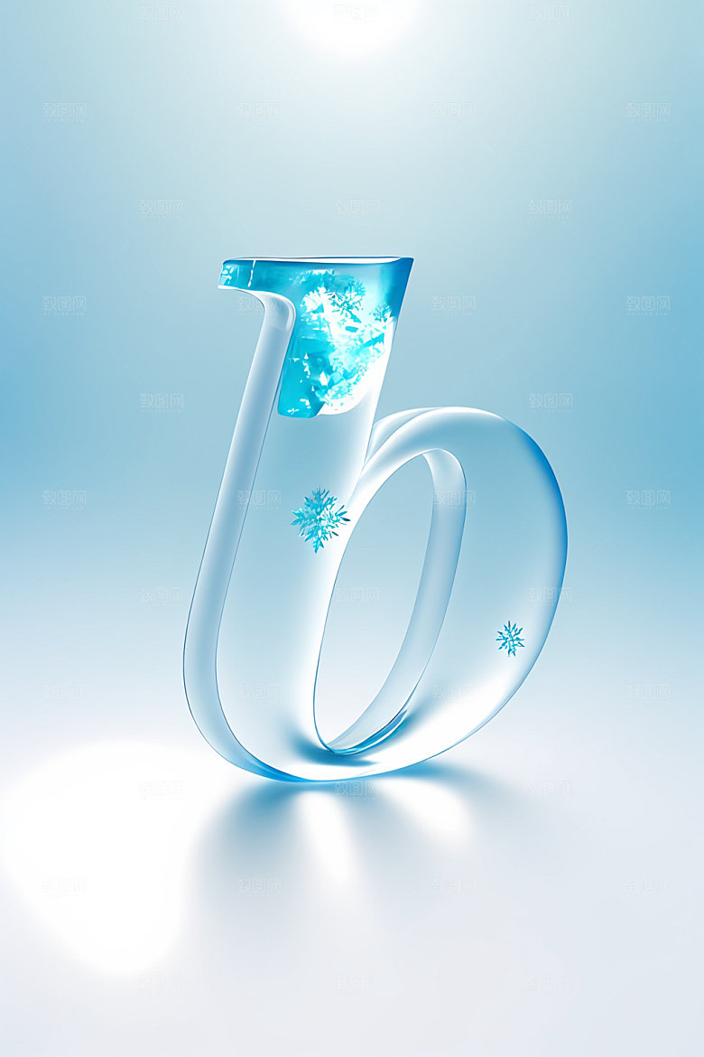 冰块字母3D透明艺术字