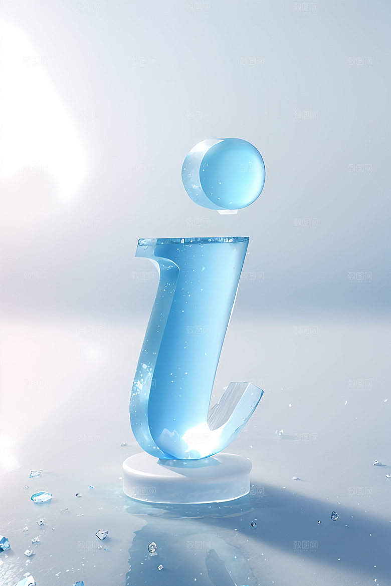冰块字母透明质感艺术字