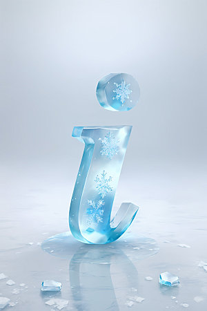冰块字母透明质感艺术字