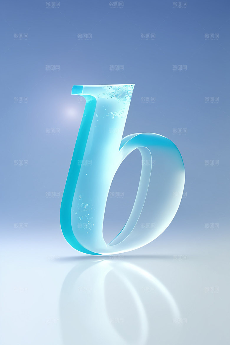 冰块字母清爽玻璃艺术字