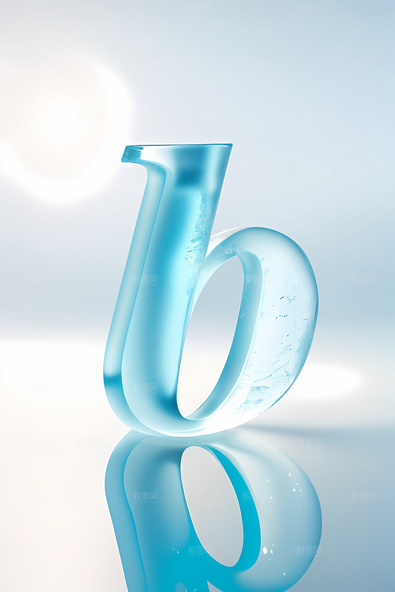 冰块字母3D晶莹剔透艺术字