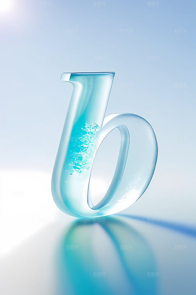 冰块字母3D清爽艺术字