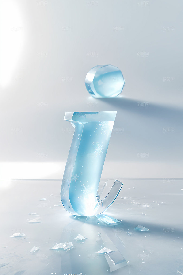 冰块字母通透透明艺术字