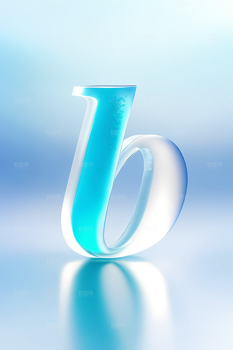 冰块字母质感英文艺术字