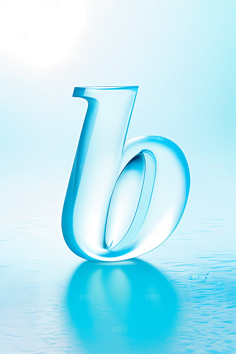冰块字母质感通透艺术字