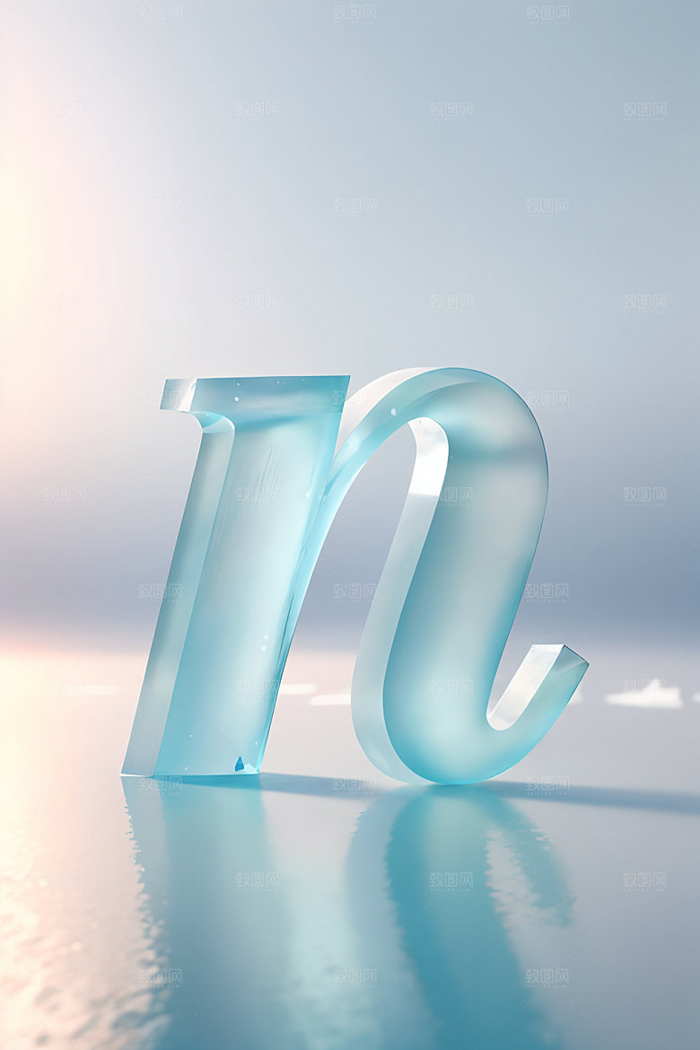 冰块字母英文质感艺术字