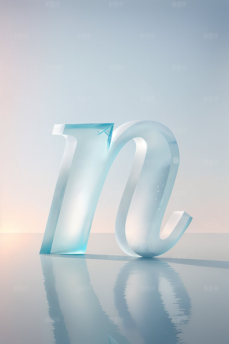 冰块字母3D晶莹剔透艺术字