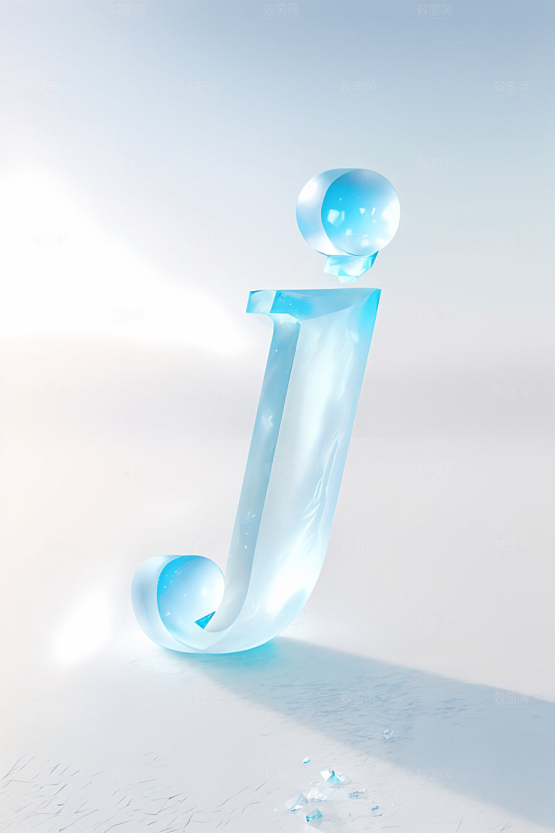 冰块字母透明清爽艺术字